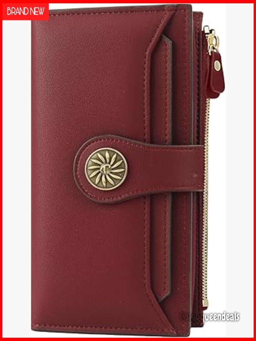 Large RFID Blocking Leather Wallet Trifold Zipper Pocket Compact Organizer